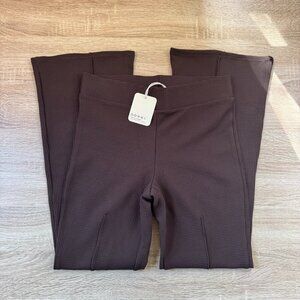 NWT DONNI The Box Weave Stretch Kick Flare Pants Espresso Brown XS